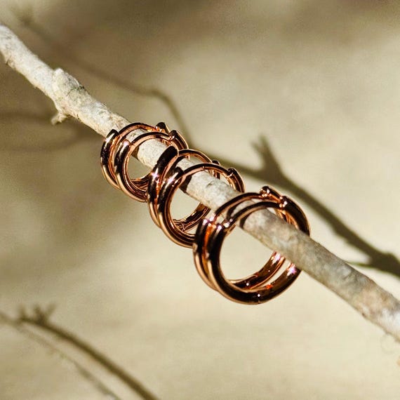 14K Rose Gold Filled Hoop Earrings: Dainty Minimalist Huggies