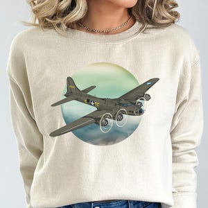 Vintage B-17 Bomber Aviation Sweatshirt Classic WWII Airplane Shirt Pilot Gift Aircraft Shirt for Aviation Enthusiasts Flying Fortress Shirt