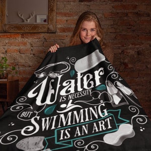 Custom Swimmer Velveteen Plush Blanket Retro Artistic Aquatics Retro Design Swimming Blanket Artistic Swimmer Vintage Vibe Plush Blanket