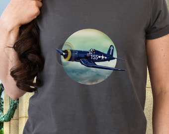 Corsair Warbird T-shirt WWII Propeller Plane shirt Combat Fighter t-shirt Military History Fan Iconic British airplane Vintage Pilot Gift