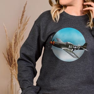 Vintage Airplane Sweatshirt Airplane Shirt P-51 Mustang shirt Pilot Mustang Sweatshirt Pilot Gift Aviator Enthusiast Shirt Airforce Gift