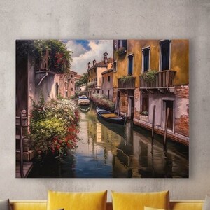 Venice Canal Painting Canvas Wrap Venice Italy Wall Décor Gallery Wrap Venice Scenery Print Canvas Wrap Venetian Print Italy Canal Wall Art