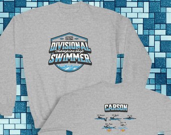 Youth Custom Divisional Championship Swimming Sweatshirt Gift for Competitive Swimmer Aquatics Club shirt Swim Team Personalized shirt