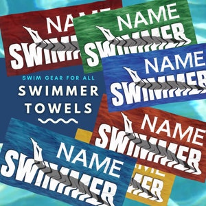 Custom Swimming Beach Towel Custom Gift for Swimmer Spirit Towel Large Beach Towel Club Swim College Team Towel High School Middle School