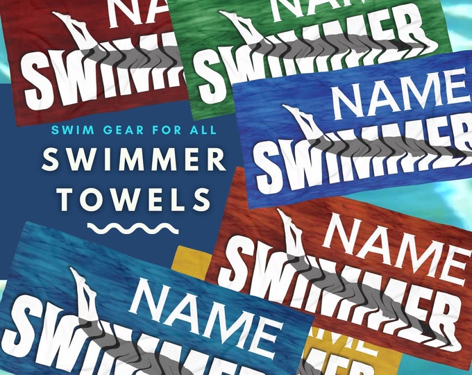 Custom Swimming Beach Towel Custom Gift for Swimmer Spirit Towel Large Beach Towel Club Swim College Team Towel High School Middle School