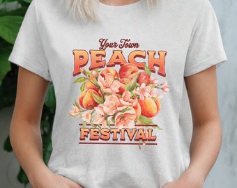 Custom Peach Festival Soft Style T-Shirt Botanical T-Shirt Cottagecore Fruit Lover Gift Cute Summer Garden Shirt Foodie T-Shirt