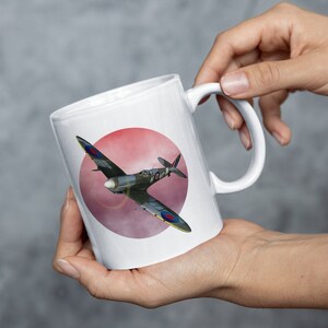 Spitfire Mug Nostalgic WWII Warbird Cup Pilot Mug Vintage English Aviation Mug Gift Pilot Spitfire Mug Warbird Propeller Combat Aircraft