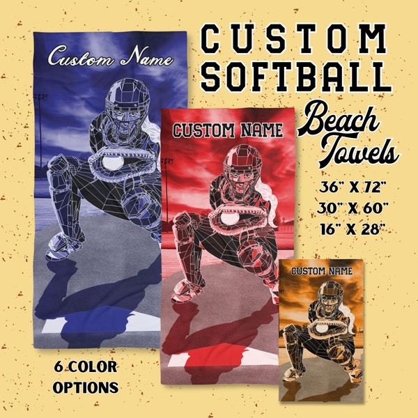 Luxury Softball Custom Beach Towel Softball Team Towel Luxury Beach Towel Large Softball Towel Gift for Softball Spirit Softball Towel gift