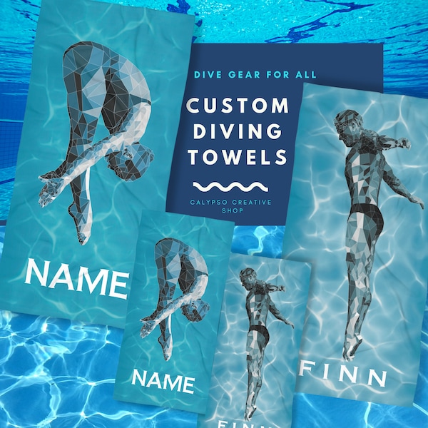 Luxury Diver Aquatic Custom Beach Towel Custom Diving Team Towel Luxury Beach Towel Large Swim Towel Gift for Diver Modern Art Diver Towel