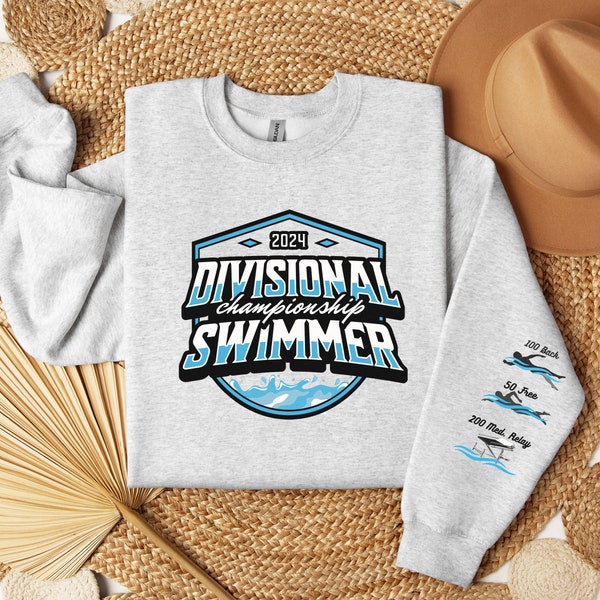 Custom Sleeve Divisional Championship Swimming Sweatshirt Gift for Competitive Swimmer Aquatics Club shirt Swim Team Personalized shirt