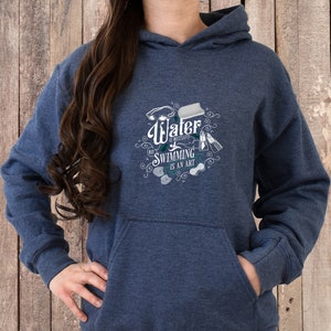 Moletom com capuz para nadador, design rústico, suéter de natação, vintage, inverno, quente, aquático, com capuz, temporada de natação, moletom aconchegante, estampa frontal ou traseira