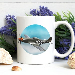 P-51 Mustang Mug Nostalgic WWII Warbird Design Air Force Gift Pilot Mug Vintage Airplane Classic Cup Warbird Mustang Mug P-51 Pilot Gift