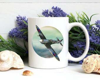 Taza Spitfire Nostálgica Segunda Guerra Mundial Warbird Cup Pilot Mug Vintage English Aviation Mug Gift Pilot Spitfire Mug Warbird Propeller Aviones de combate
