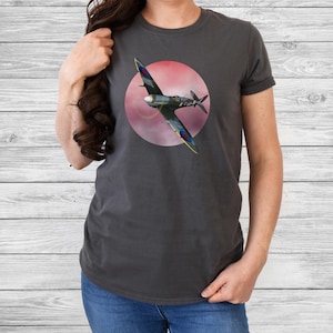 Spitfire WWII Warbird T-shirt Vintage Aviation Gift Propeller Airplane Spitfire Shirt Propeller Combat Aircraft British Fighter Airplane
