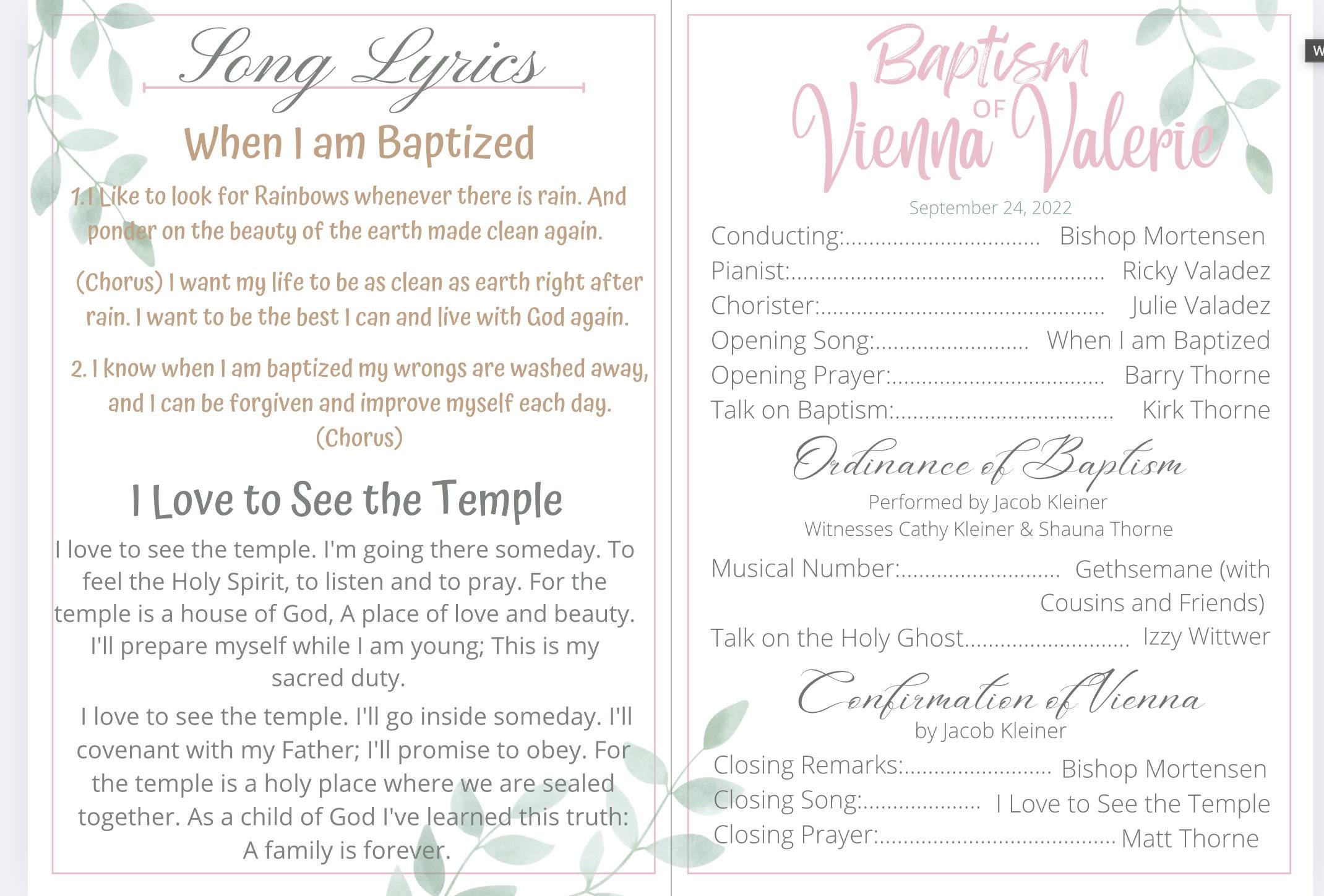 Baptism Program, Lds, Church of Jesus Christ of Latter-day Saints ...