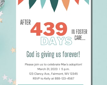 Foster Care Adoption Invitation (Editable Template via Canva)