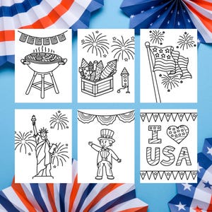 Patriotic Coloring Pages, USA Activity,  Print at Home Coloring Sheets, 4th of July Coloring, Independence Day, Summer Coloring Fun