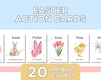 Cartes de Pâques à imprimer sur la motricité brute | Activités amusantes du mouvement de Pâques pour les enfants | Jeu d'exercices de printemps pour les enfants d'âge préscolaire et les tout-petits