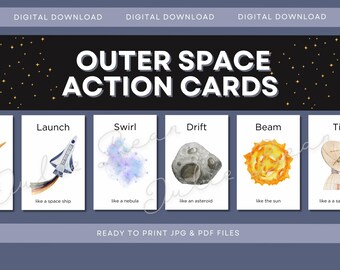 Outer Space Movement Cards: Montessori Homeschool Activity (Digital Download)