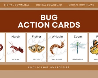 Tarjetas de movimiento de insectos: Actividad de acuarela (Descarga digital)