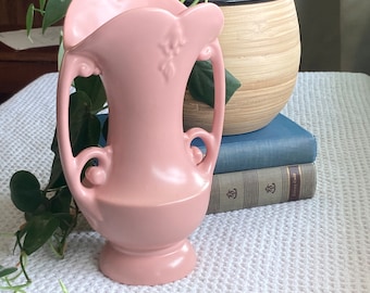 Abingdon Pottery, USA, Two handled pink art deco vase