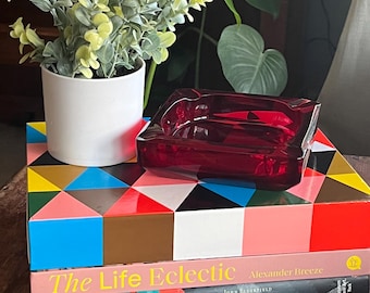 アンバーガラススクエアミッドセンチュリーモダンヴィンテージ灰皿3.25