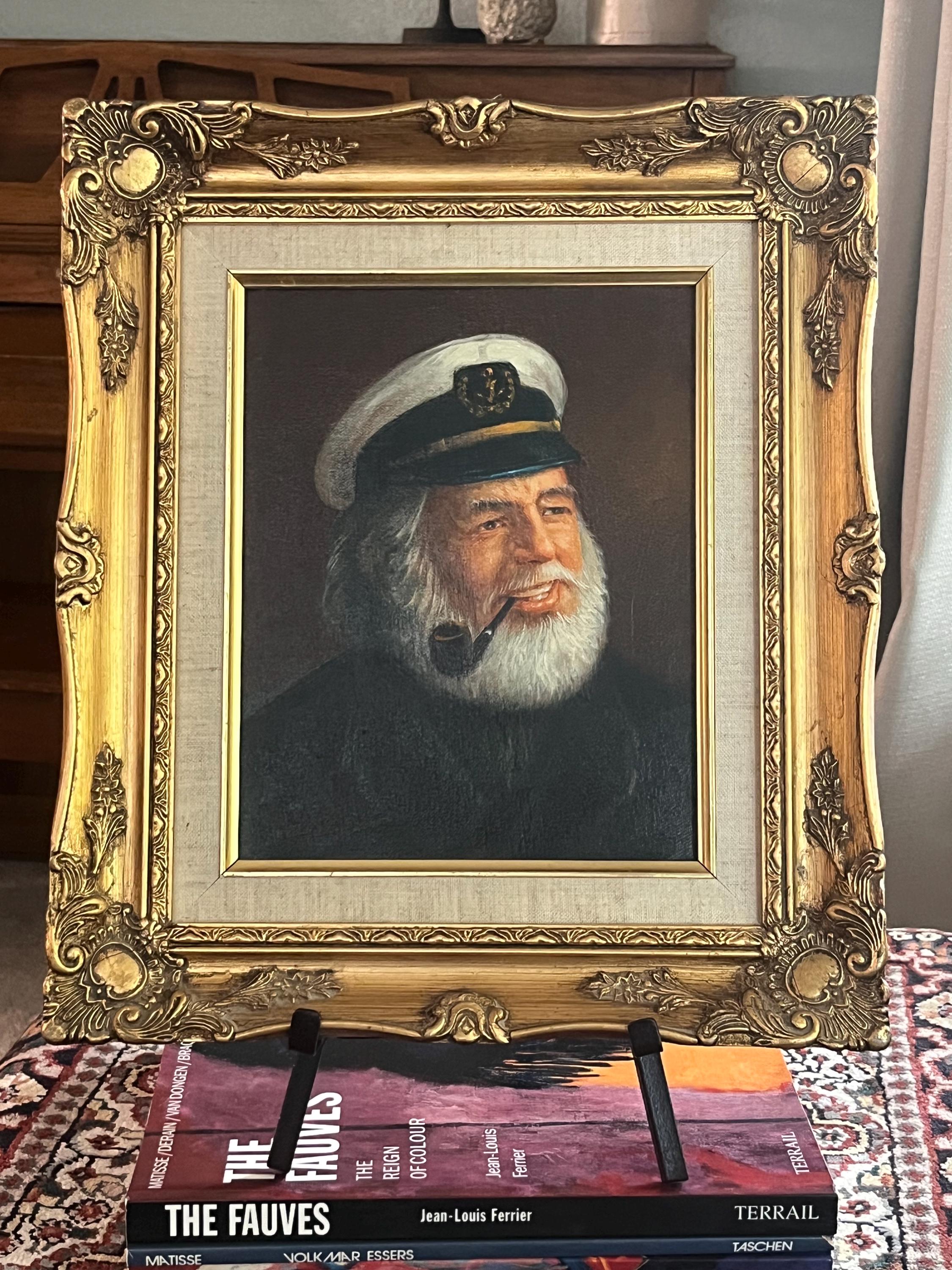 Yukio Lippit Painting of the Realm スキャン用 Original Framed Oil Painting of a Sea Captain by Lee Young, Signed