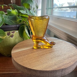 Amber Glass Boot Toothpick Holder
