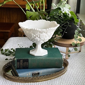 Westmoreland Old Quilt Milk Glass Compote
