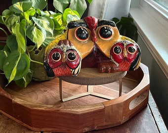 Paper Mache Trio of Owls made in Mexico