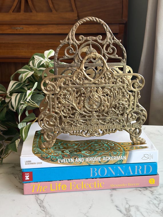 Vintage Brass Magazine Rack, Bradley and Hubbard, Ornate - Etsy