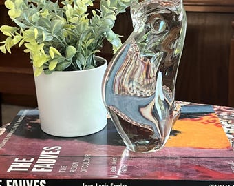Roberto Moretti Signed Large Clear Glass Owl