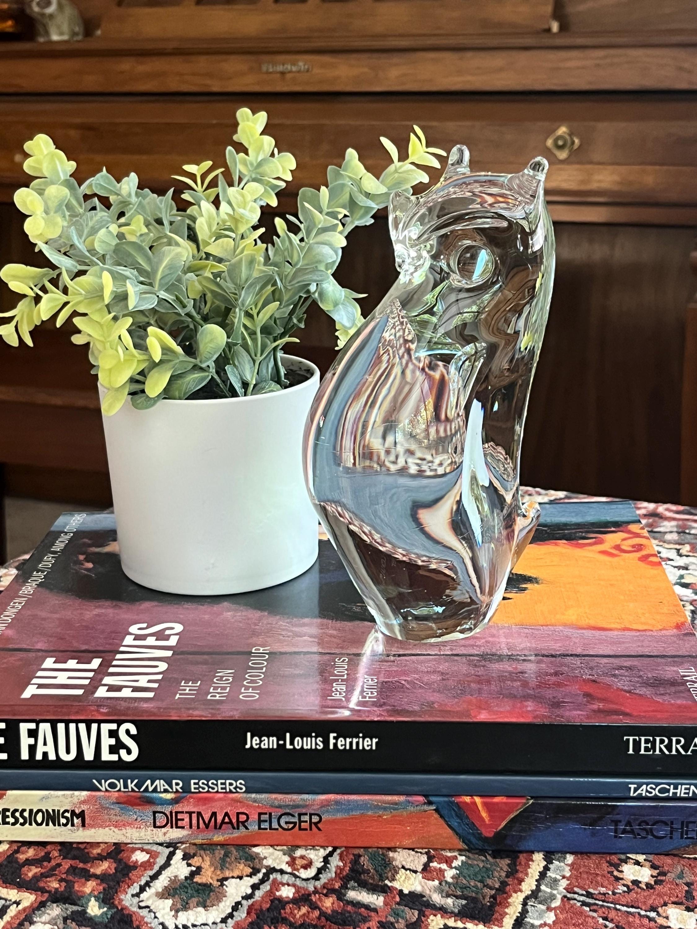 Roberto Moretti Signed Large Clear Glass Owl