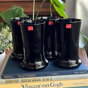 Set mit 4 Denby Milnor Sweden Flare Wasser/Eistee Gläser in Schwarz