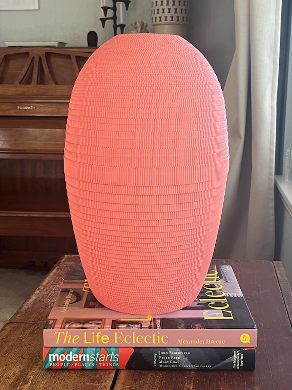 Flute Chicago Cardboard Vase (or Lamp Base) designed by Gregory Van Pelt, in Pink