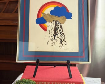 Vintage Hal Connelly Print, Arche Noah Regenbogen, signiert