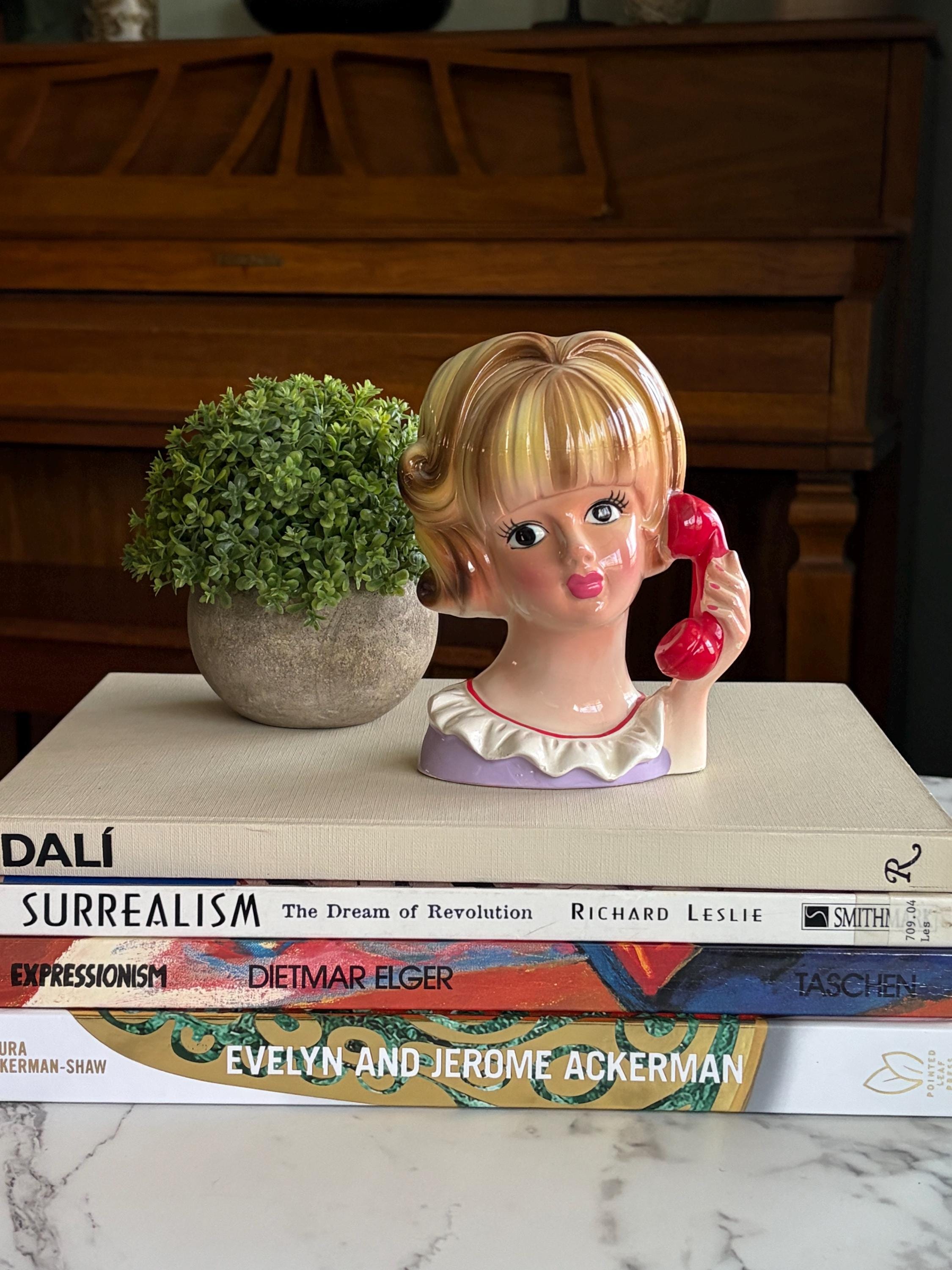 Lady Head Vase, Lady With Telephone, Nancy Pew for Giftwares Co