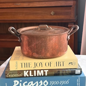 Vintage Baumalu Copper Pot with Lid, Tin Lined, made in France