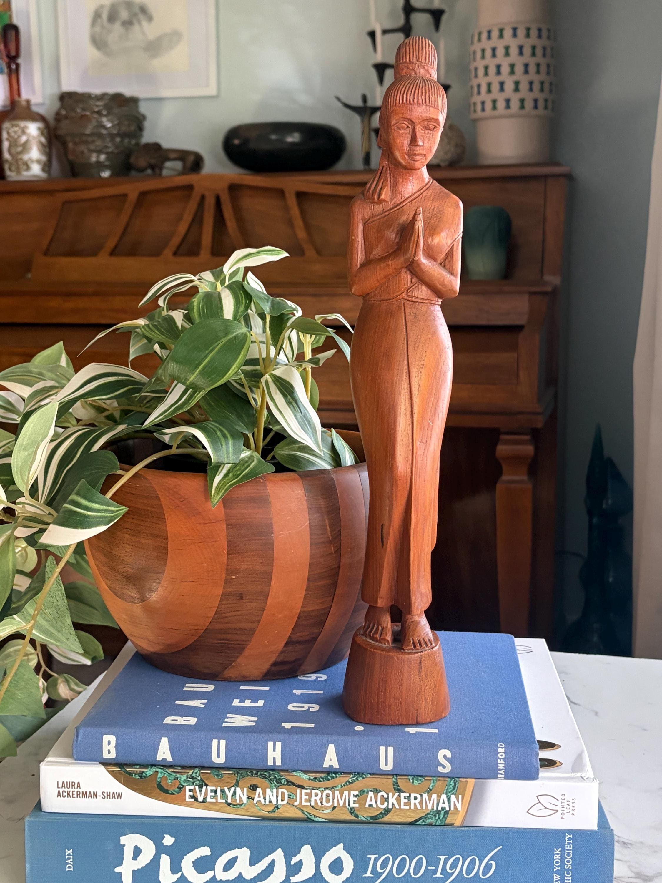 Thai Carved Sawasdee Lady Wood - Etsy