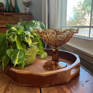 Imperial Glass Amber Ruffled Edge Compote