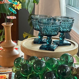 Set of 3 Park Lane by Colony Tall Sherbet/Champagne glasses in Blue