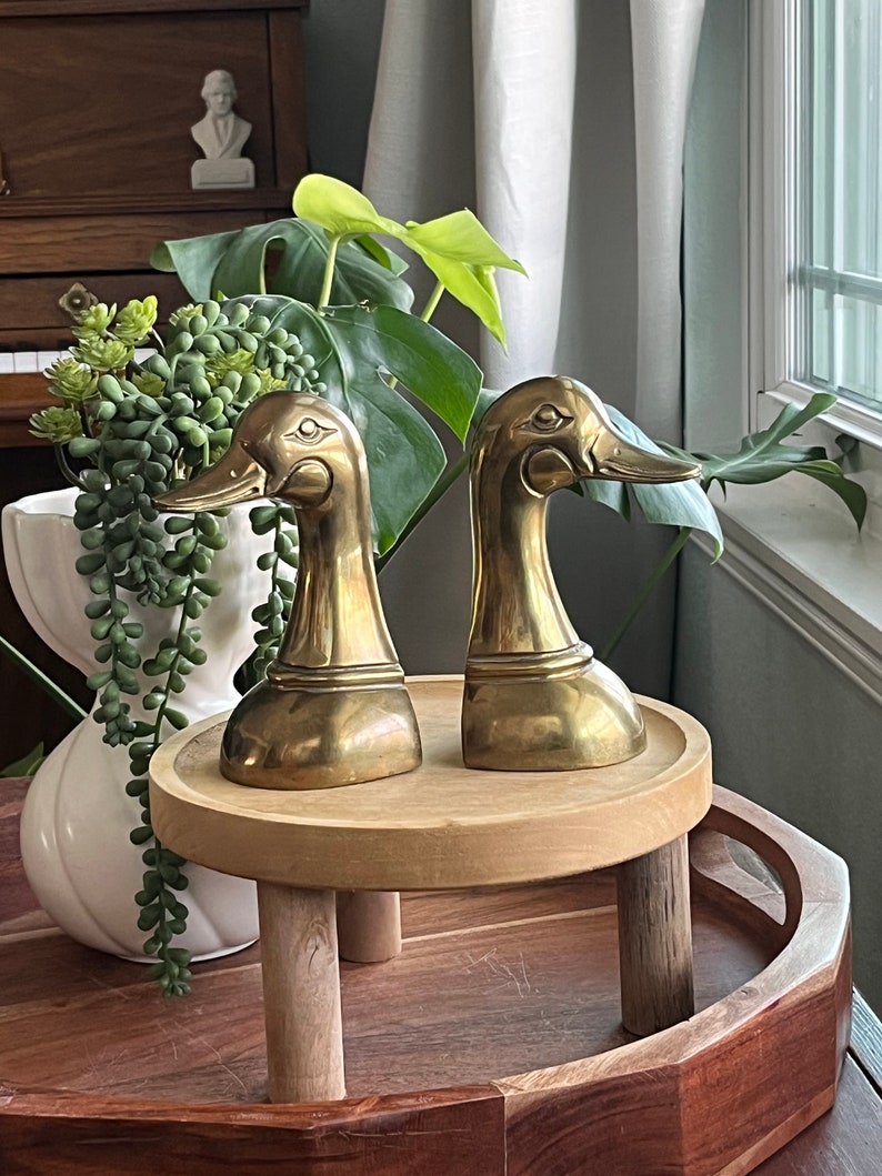 Brass Duck Head Bookends Etsy