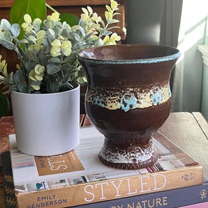 Italian Pottery Planter Pot, textured and glazed