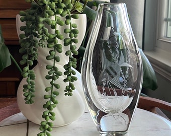 Smalandshyttan Sweden Etched Teardrop Vase