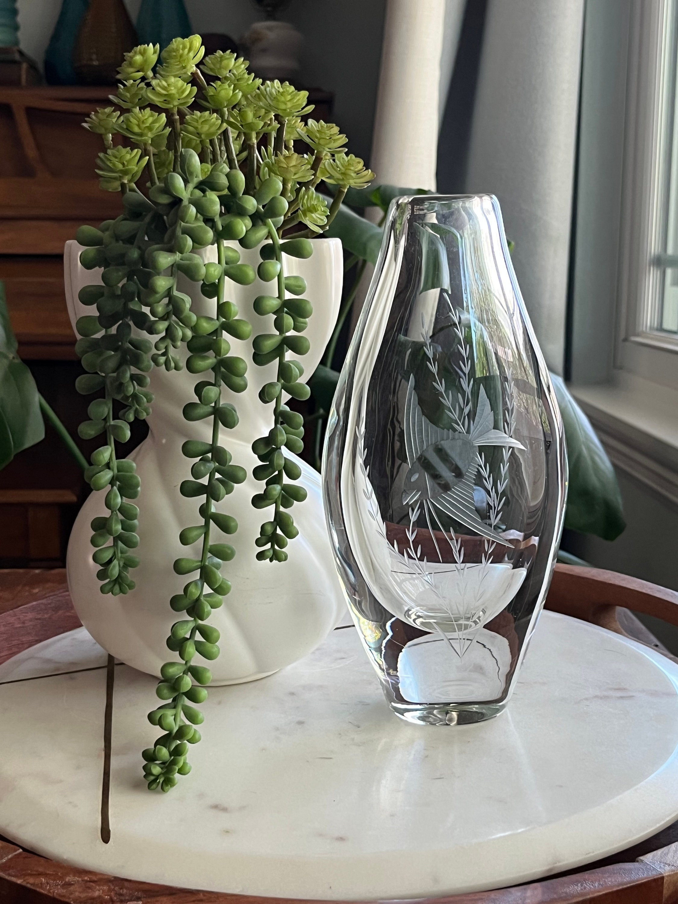 Smalandshyttan Sweden Etched Teardrop Vase - Etsy