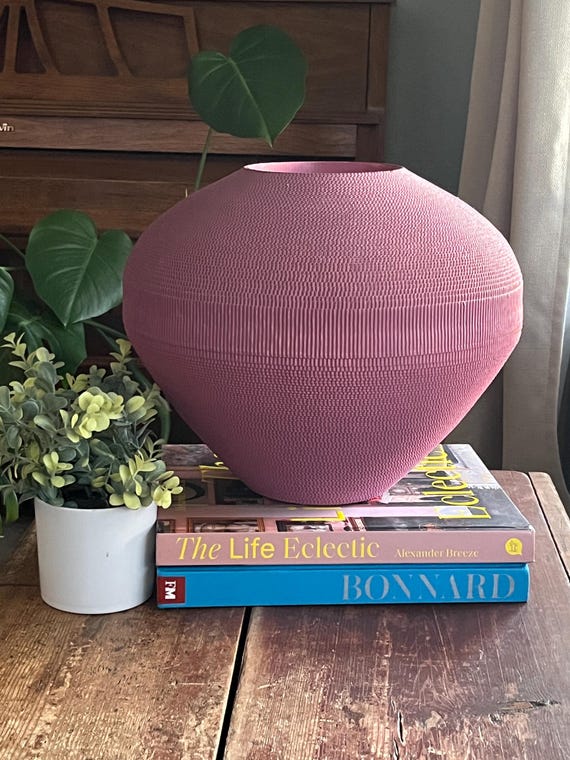 Flute Chicago Cardboard Vase (or Lamp Base) designed by Gregory Van Pelt, in Pink or Mauve