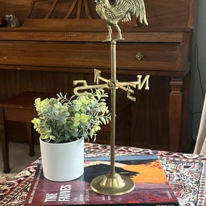 Vintage Brass Tabletop Weathervane with Rooster