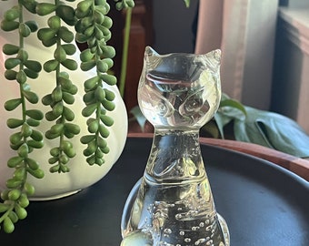 ヴィンテージガラス猫ペーパーウェイト - Etsy 日本