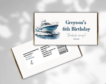 Cruise On Over Boat Party Chocolate Wrapper Template | Fishing | Boating | Nautical Theme