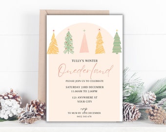 Winter ONEderland Invite | First Birthday Party Invitation | December 1st Birthday Invitation |